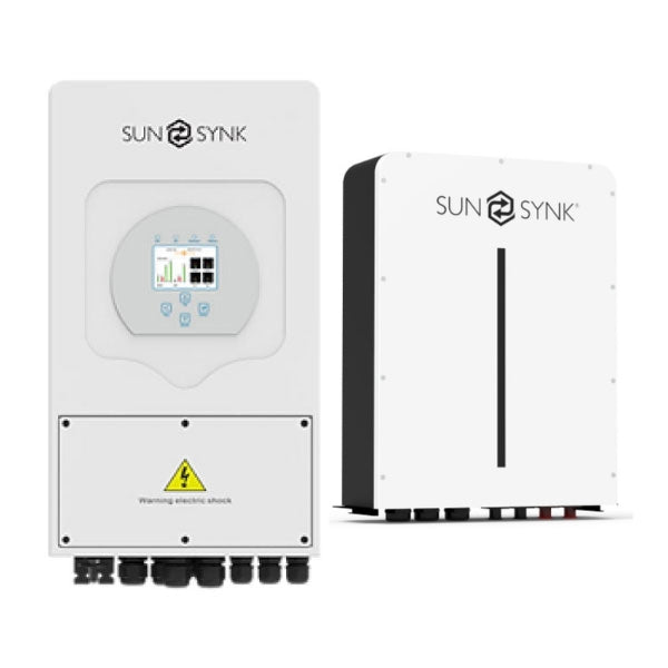 SUNSYNK 5kW Inverter & Battery Combo Deal – 1 X SUNSYNK 5kW Inverter & 1 X 5kW 100Ah 51.2V Lithium Ion Batteries